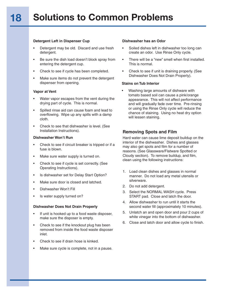 Solutions to common problems | Electrolux EI24ID30QS User Manual | Page 18 / 60