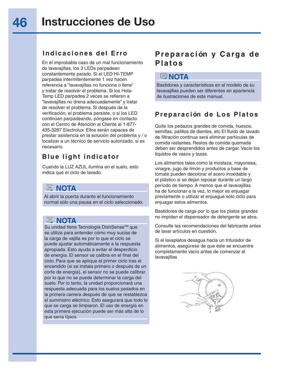 Instrucciones de uso, Nota | Electrolux EI24ID30QS User Manual | Page 46 / 60