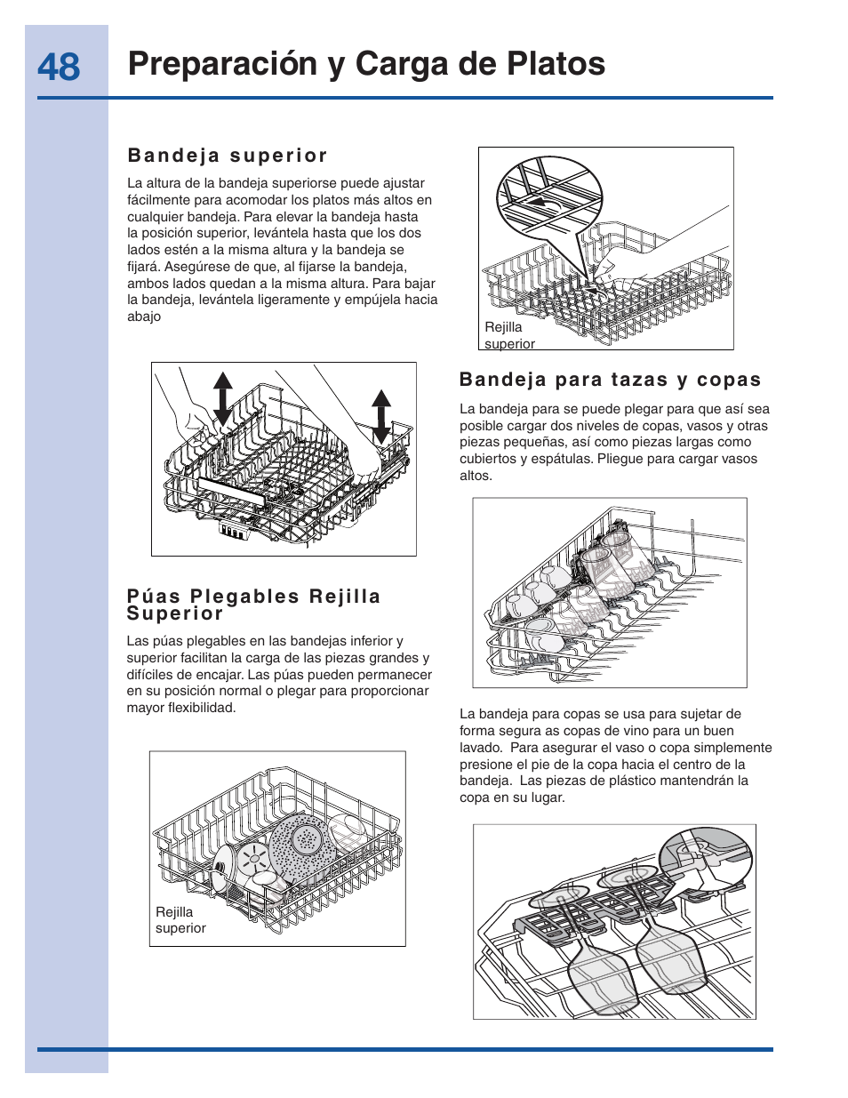 Preparación y carga de platos | Electrolux EI24ID30QS User Manual | Page 48 / 60