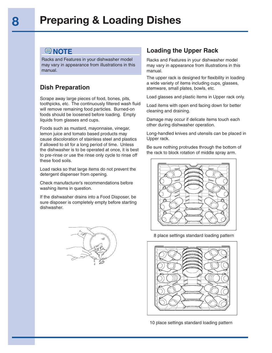 Preparing & loading dishes | Electrolux EI24ID30QS User Manual | Page 8 / 60