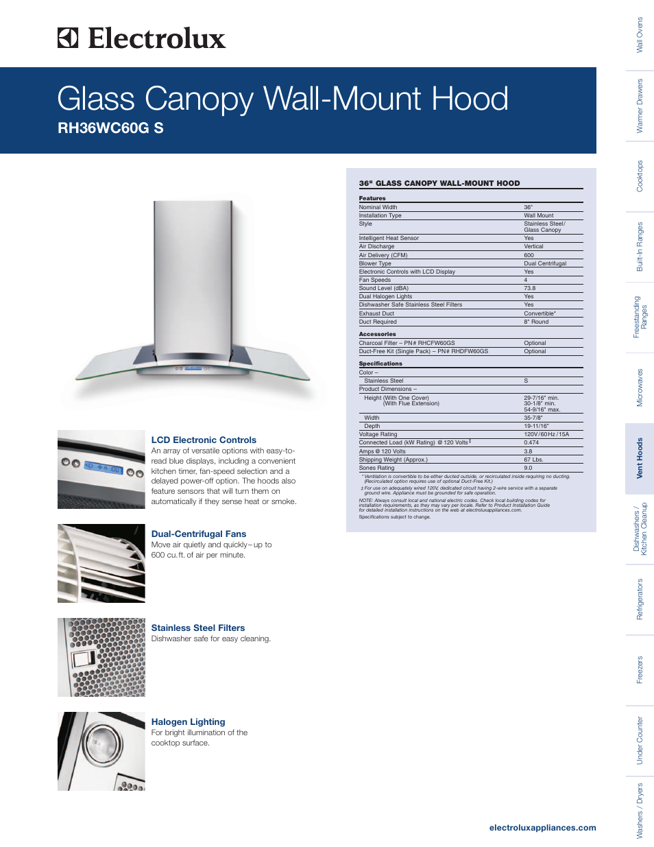 Electrolux RH36WC60GS User Manual | 2 pages