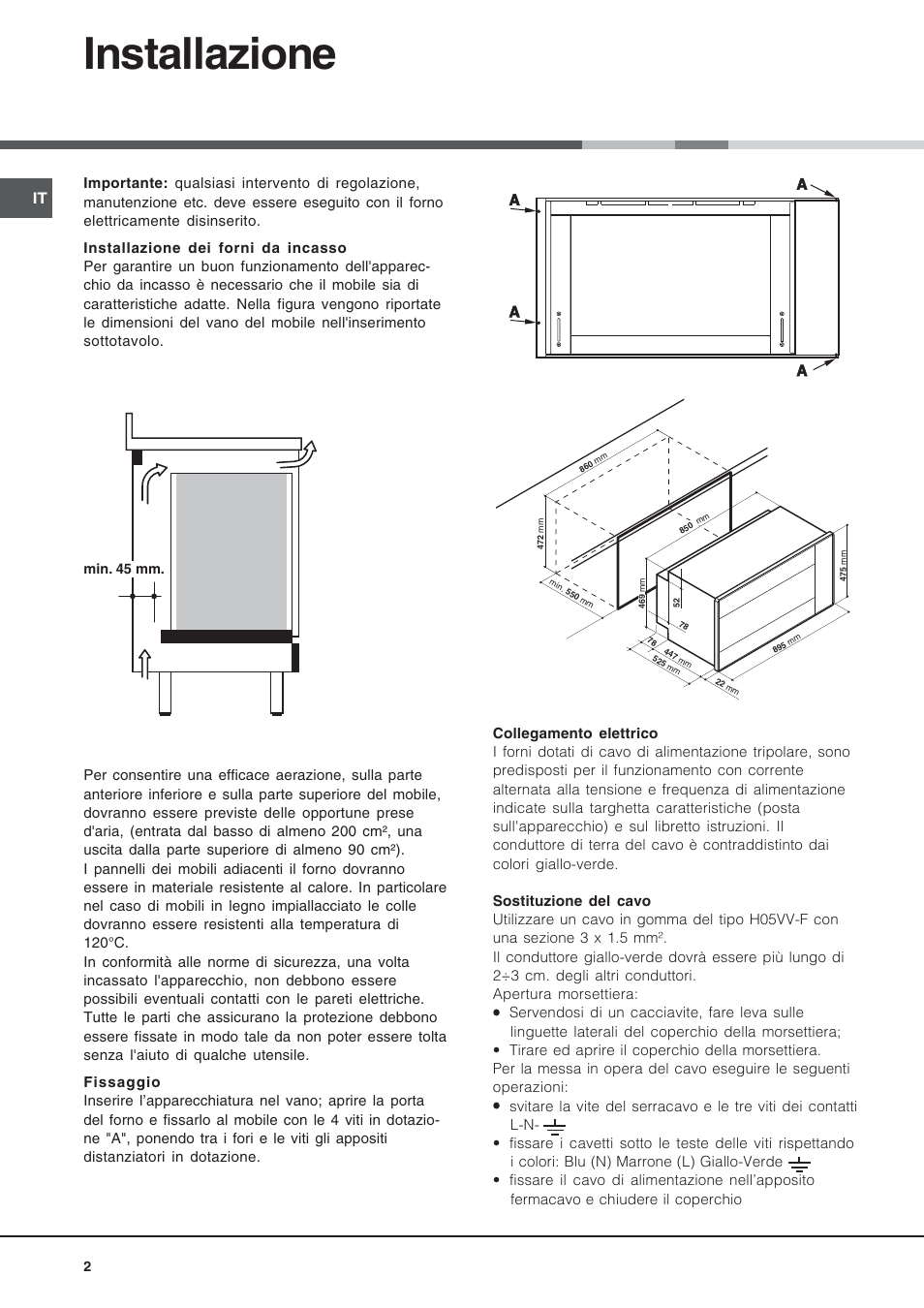 Installazione | Hotpoint Ariston MH 99.1 (BK)-HA User Manual | Page 2 / 80