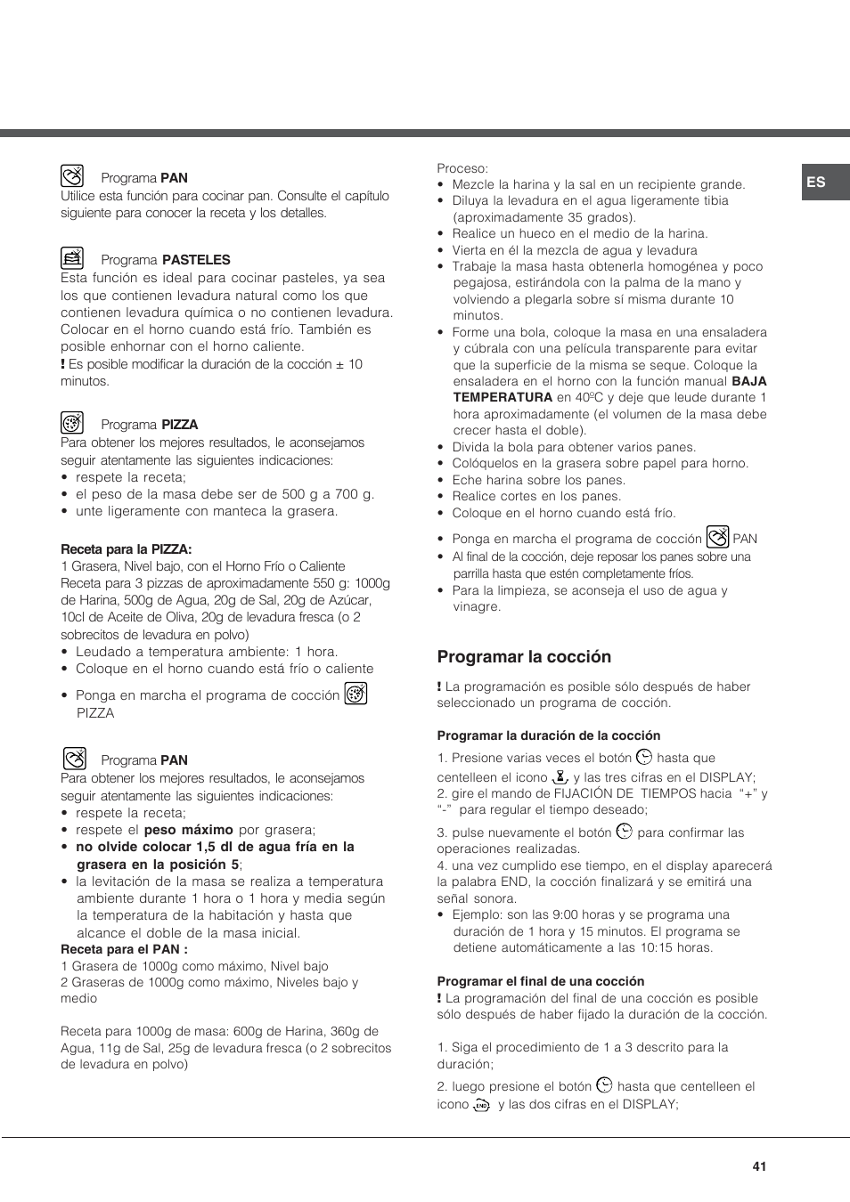 Programar la cocción | Hotpoint Ariston MH 99.1 (BK)-HA User Manual | Page 41 / 80