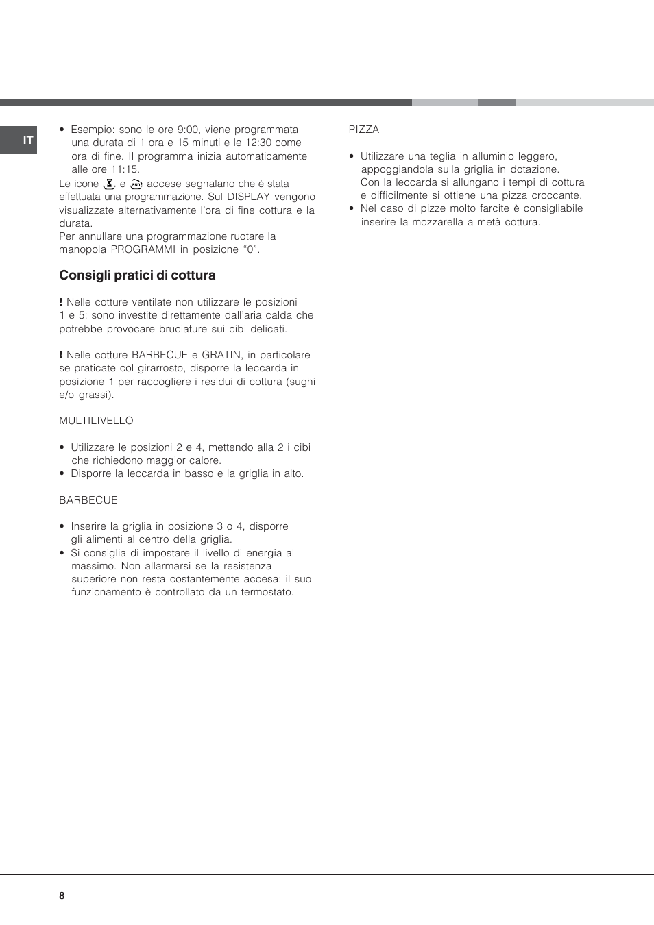 Consigli pratici di cottura | Hotpoint Ariston MH 99.1 (BK)-HA User Manual | Page 8 / 80