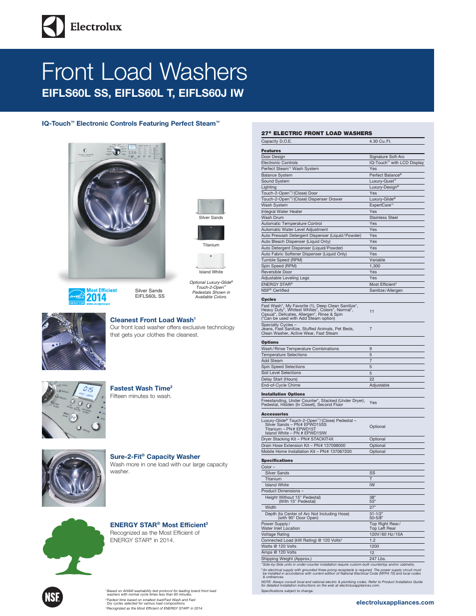 Electrolux EIFLS60JIW User Manual | 2 pages