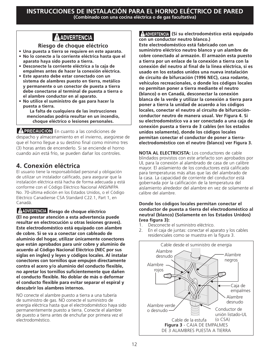 Conexión eléctrica | Electrolux EI27EW45KW User Manual | Page 12 / 24