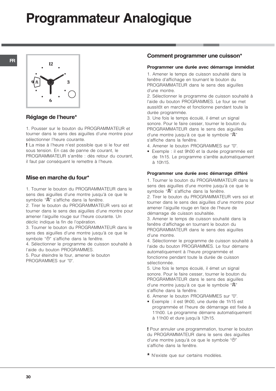 Programmateur analogique | Hotpoint Ariston Tradizione FT 820.1 IX-HA User Manual | Page 30 / 56