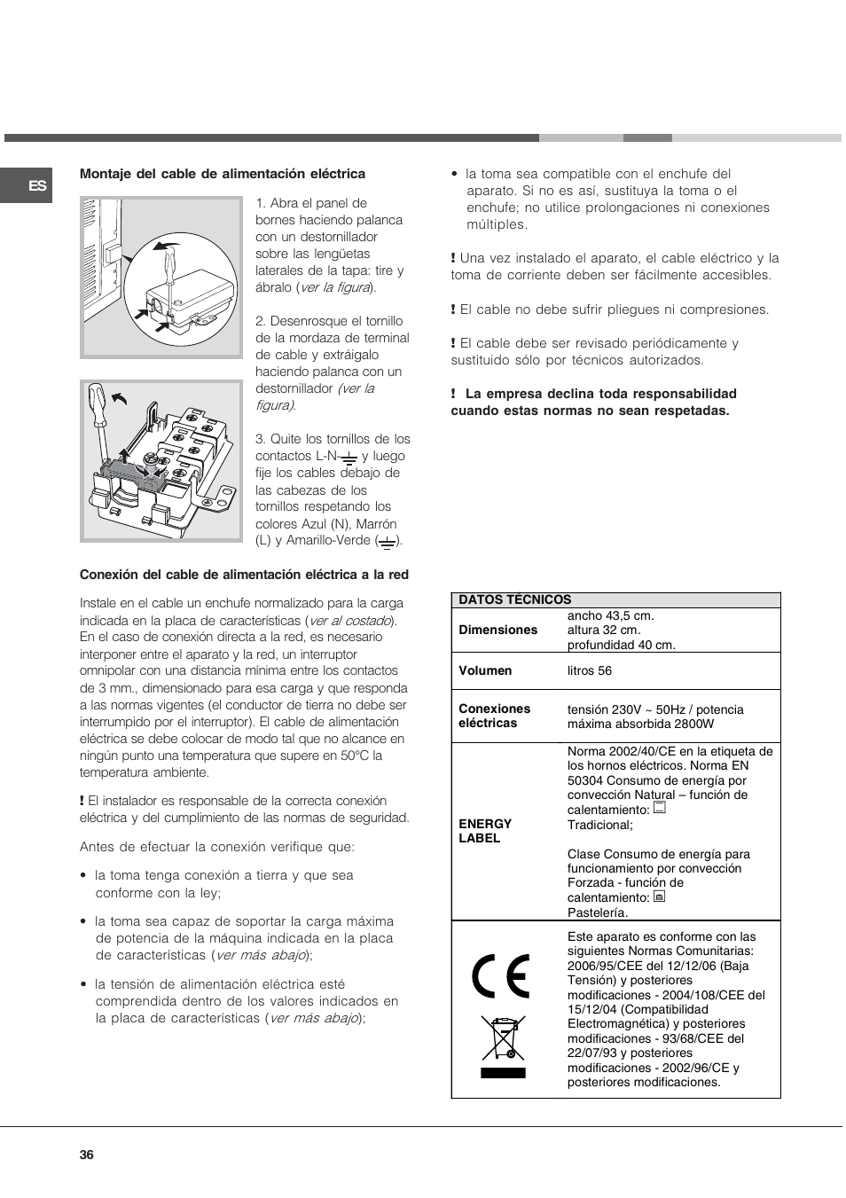 Hotpoint Ariston Tradizione FT 820.1 IX-HA User Manual | Page 36 / 56