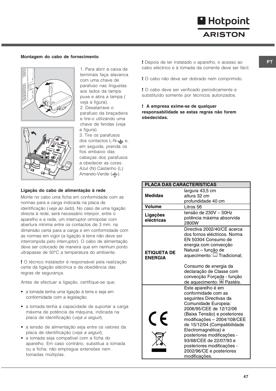 Hotpoint Ariston Tradizione FT 820.1 IX-HA User Manual | Page 47 / 56