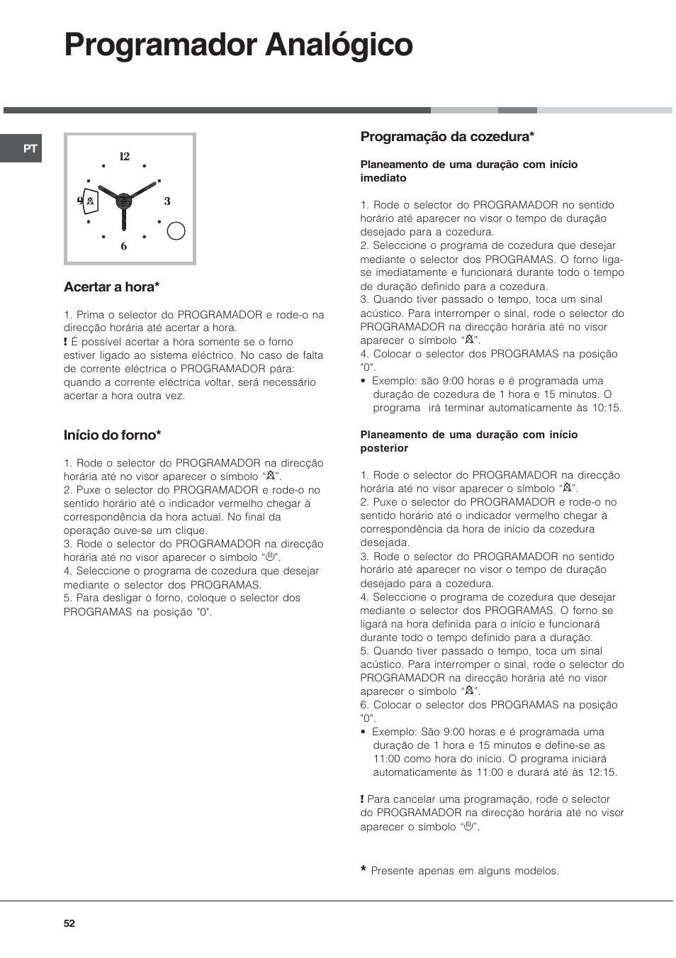 Programador analógico | Hotpoint Ariston Tradizione FT 820.1 IX-HA User Manual | Page 52 / 56