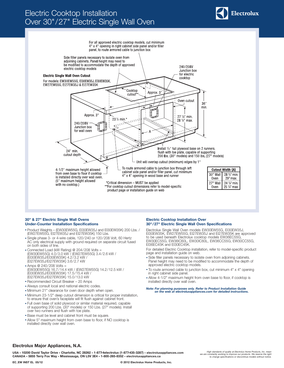 Electrolux major appliances, n.a | Electrolux EI36EC45KB User Manual | Page 3 / 3