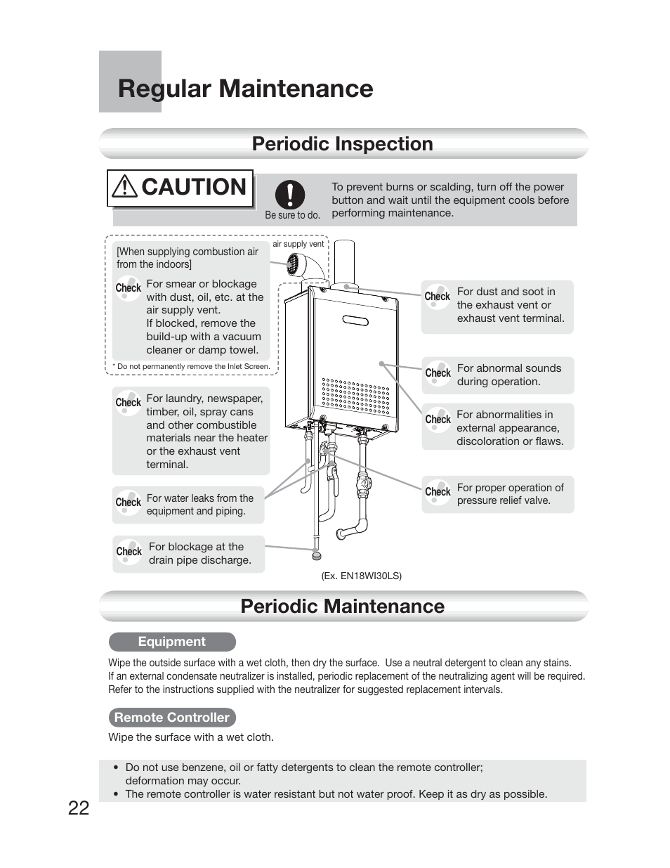 Regular maintenance, Caution, 22 periodic maintenance | Periodic inspection | Electrolux EP19WI30LS User Manual | Page 24 / 38