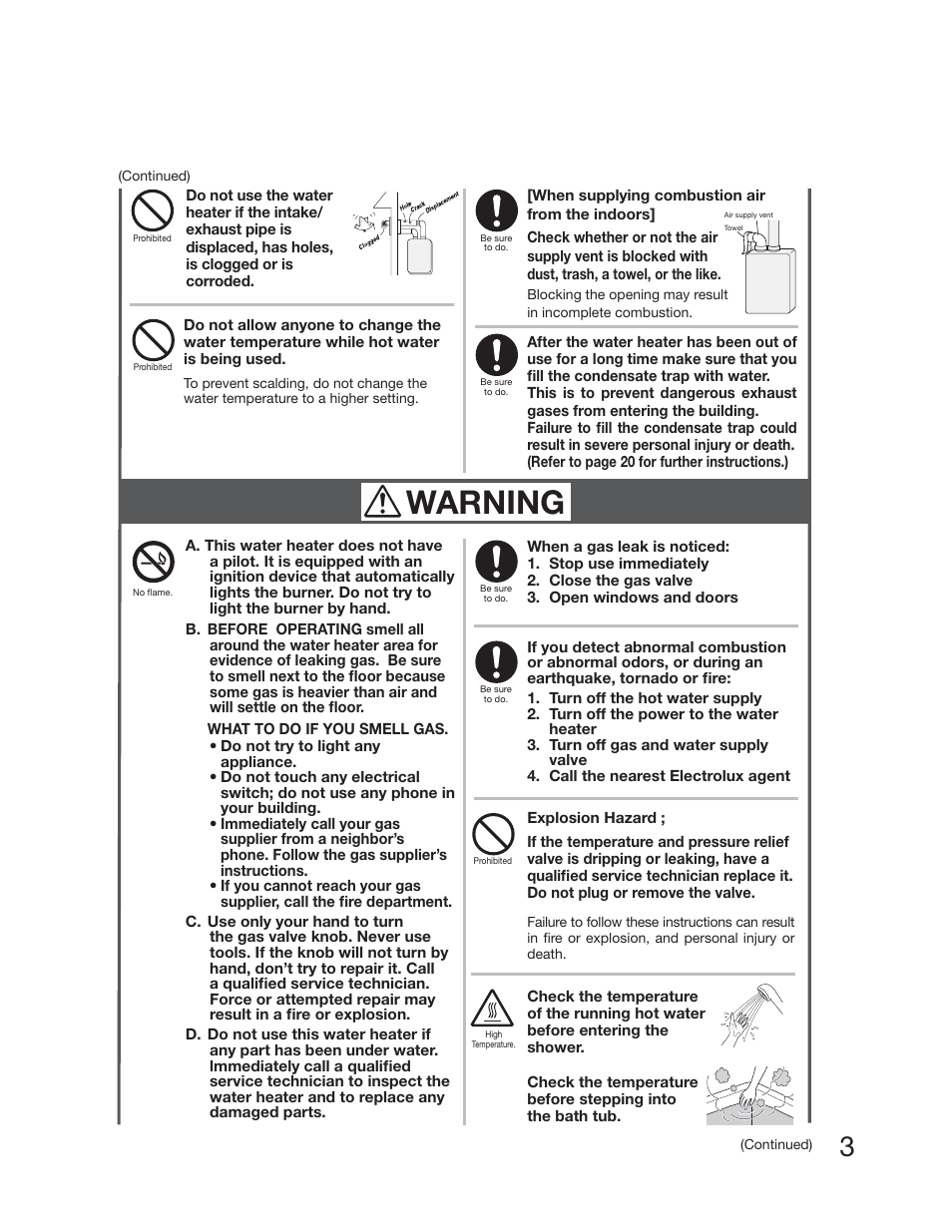 Warning | Electrolux EP19WI30LS User Manual | Page 5 / 38