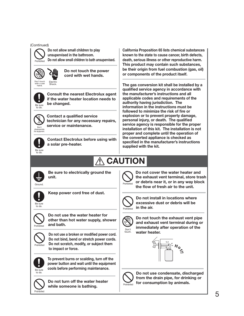 Caution | Electrolux EP19WI30LS User Manual | Page 7 / 38