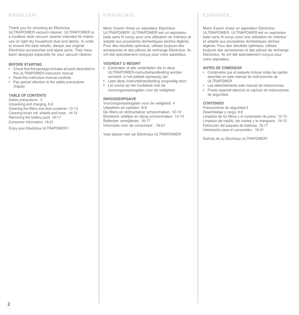 Electrolux EL3000A User Manual | Page 2 / 22