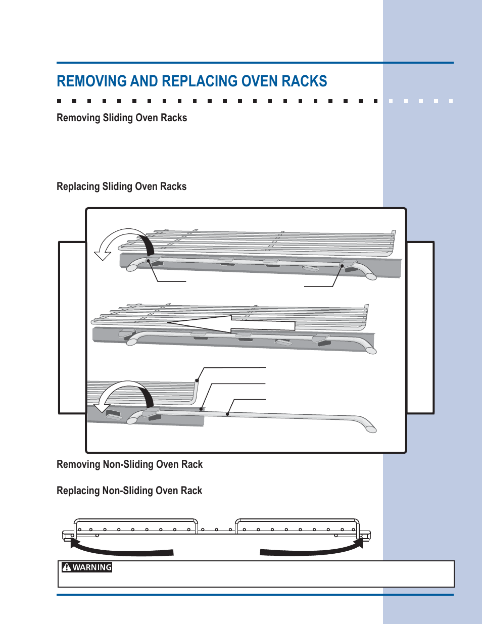 Feature overview, Removing and replacing oven racks | Electrolux EI30ES55LW User Manual | Page 11 / 52
