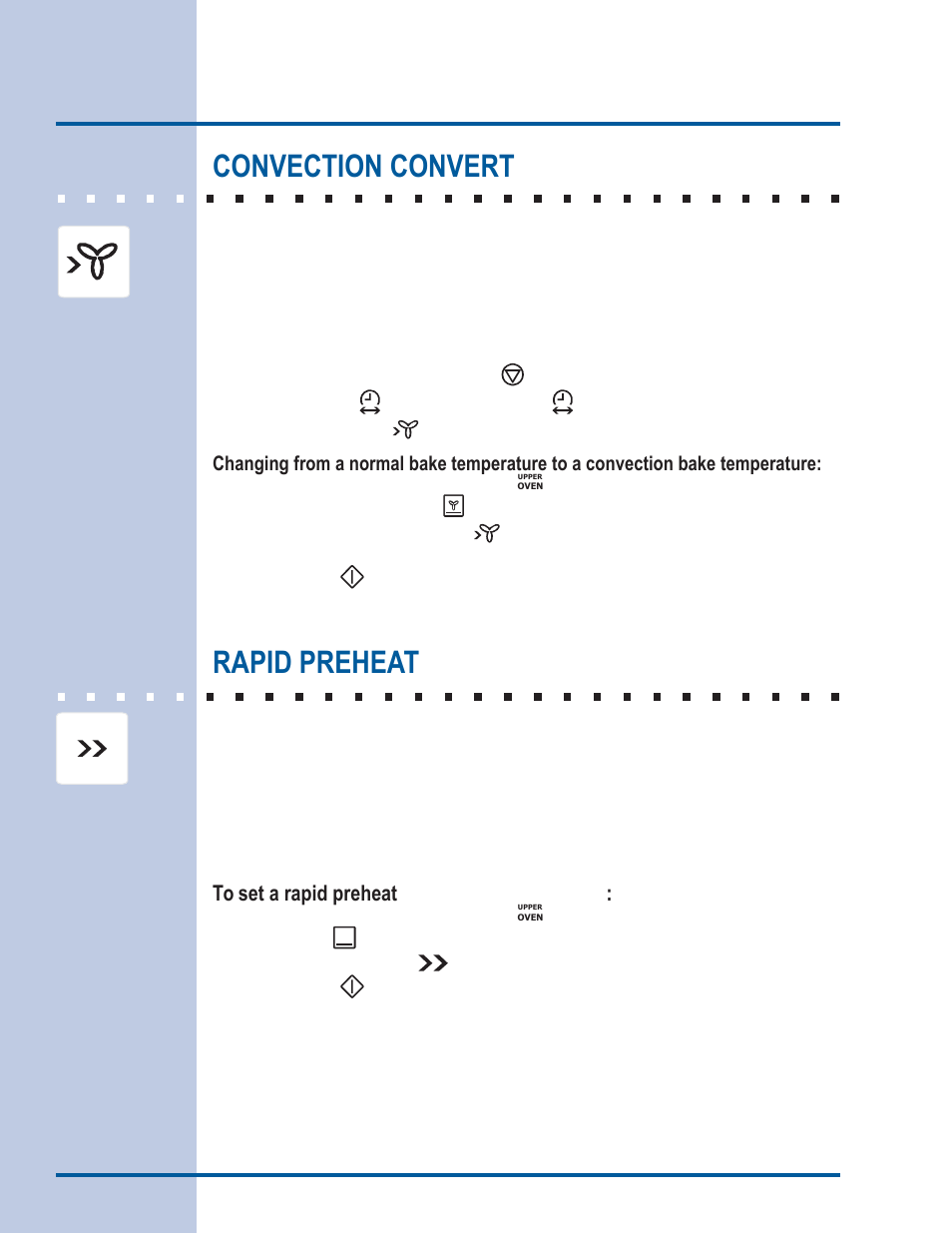 Cooking modes, Convection convert, Rapid preheat | Electrolux EI30ES55LW User Manual | Page 26 / 52