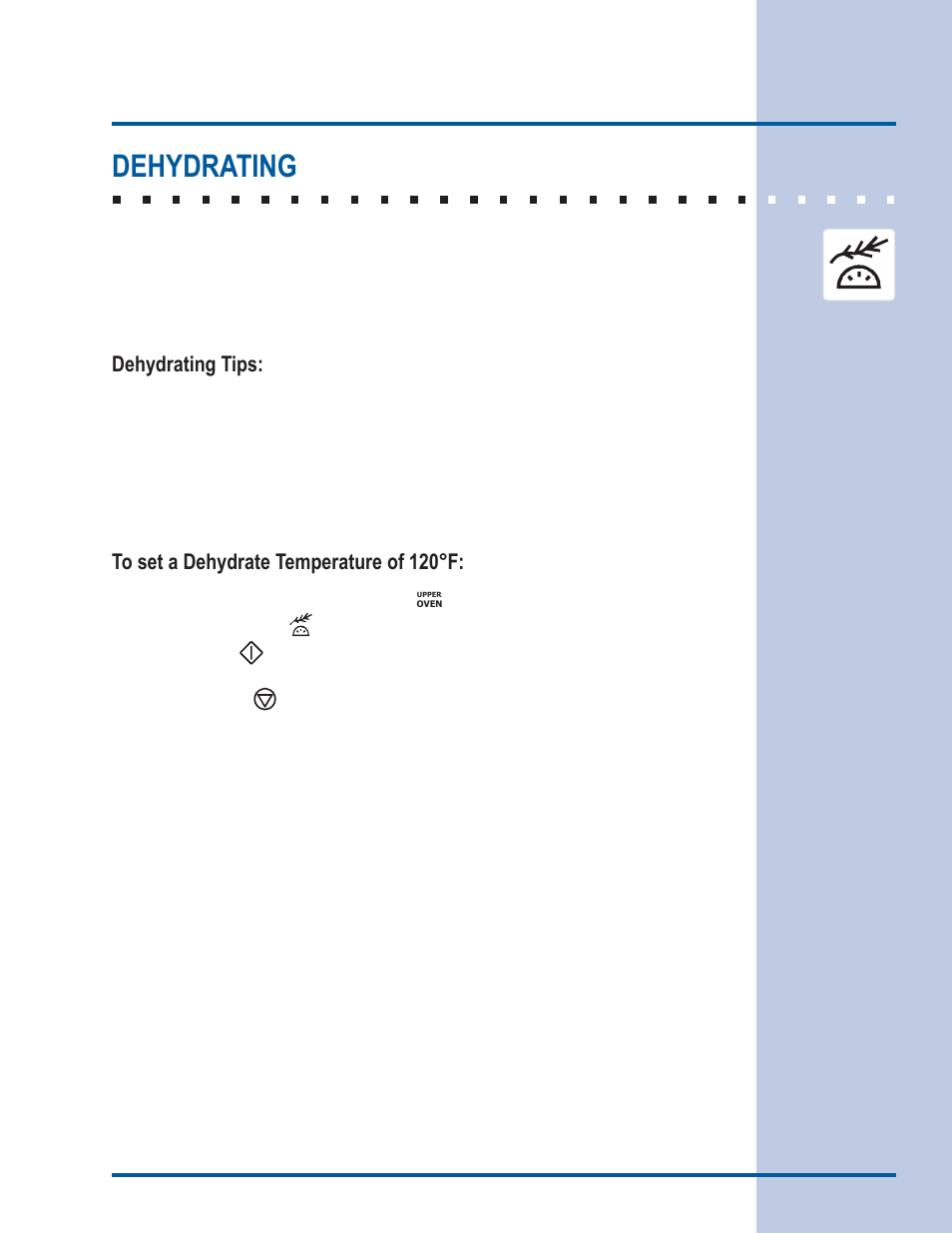 Cooking modes, Dehydrating | Electrolux EI30ES55LW User Manual | Page 31 / 52