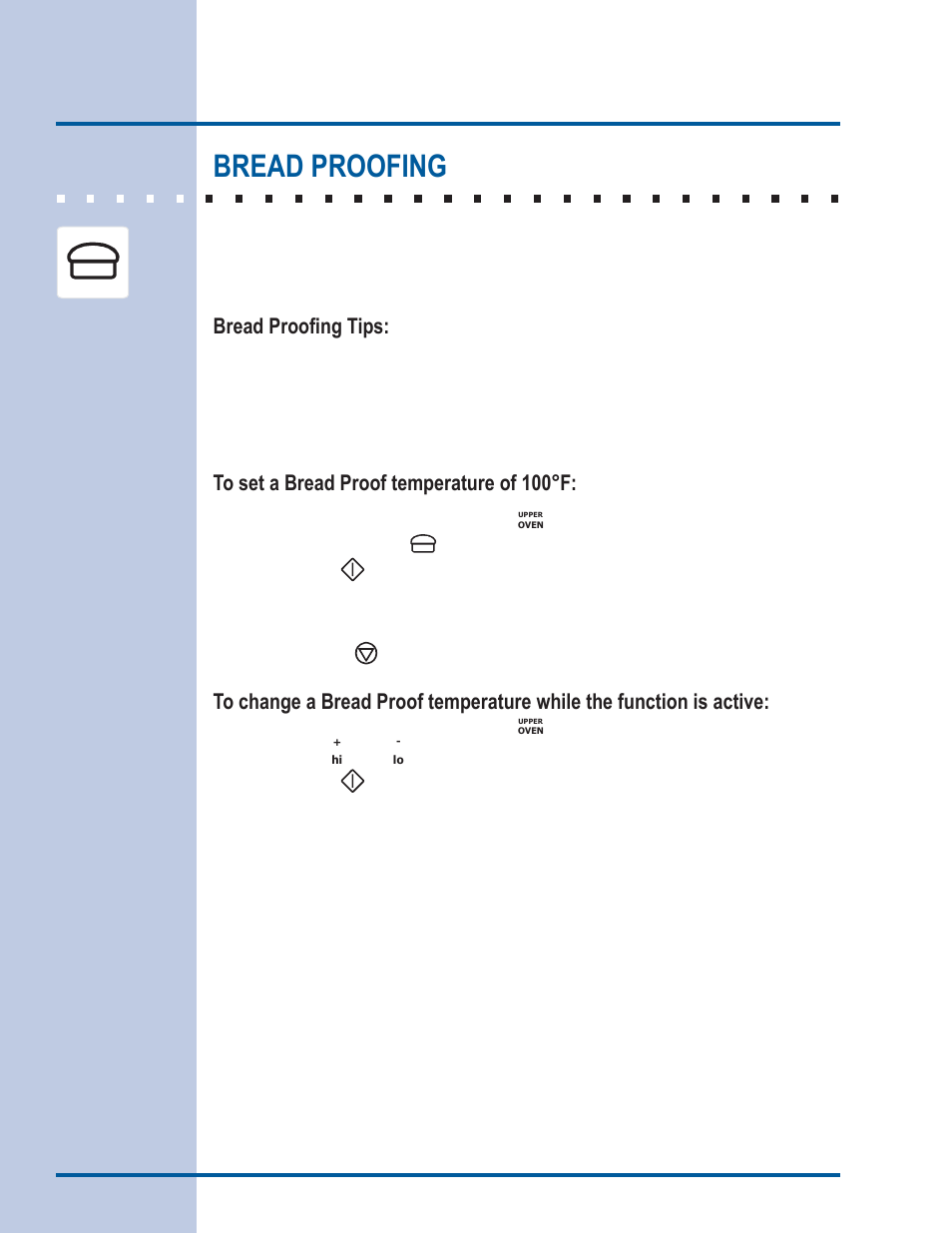 Cooking modes, Bread proofing, Bread proofi ng tips | Electrolux EI30ES55LW User Manual | Page 32 / 52