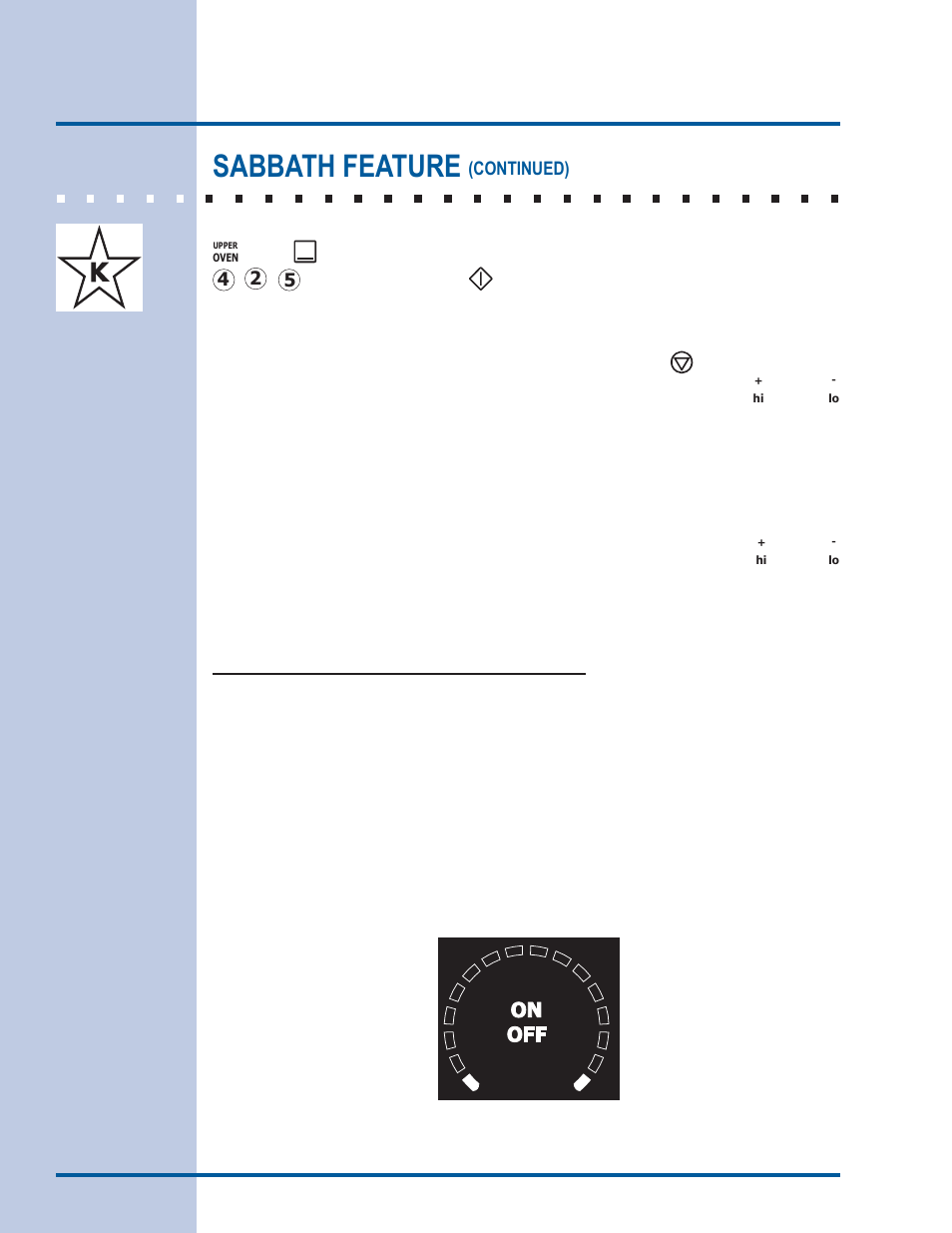 Oven controls, Sabbath feature | Electrolux EI30ES55LW User Manual | Page 38 / 52