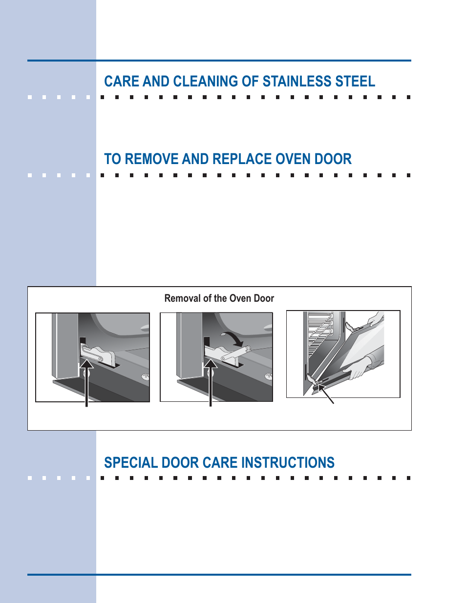 Care & cleaning, Special door care instructions, Care and cleaning of stainless steel | Electrolux EI30ES55LW User Manual | Page 42 / 52