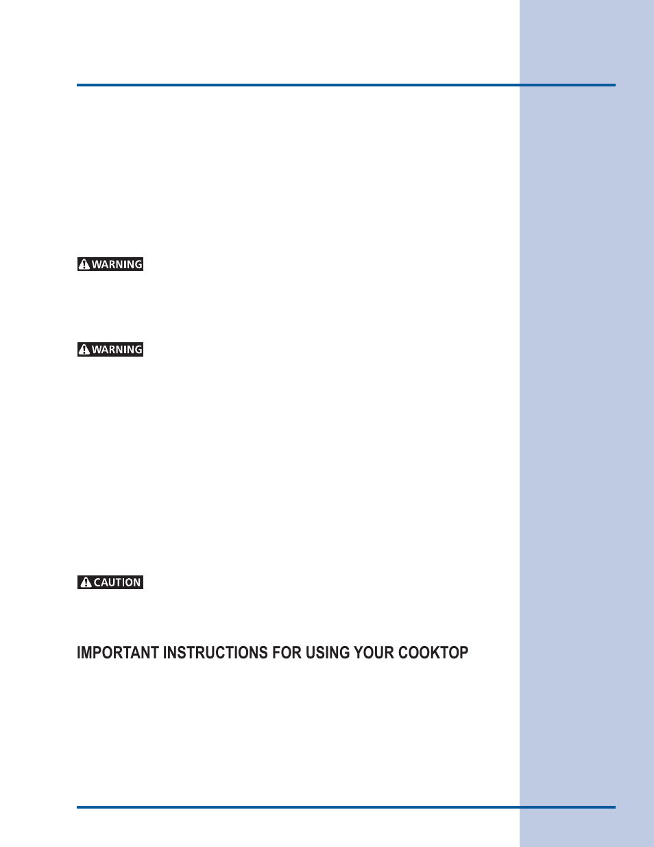 Safety, Important instructions for using your cooktop | Electrolux EI30ES55LW User Manual | Page 5 / 52