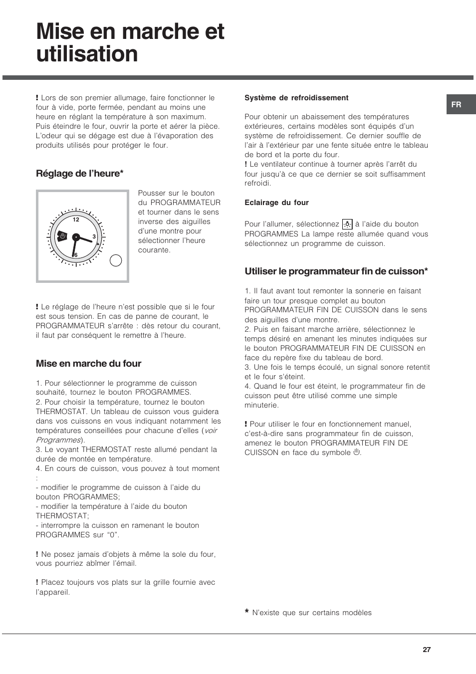 Mise en marche et utilisation | Hotpoint Ariston FT 850.1/HA User Manual | Page 27 / 56