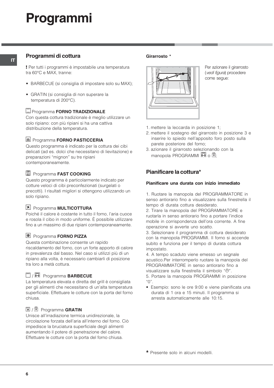 Programmi | Hotpoint Ariston FT 850.1/HA User Manual | Page 6 / 56