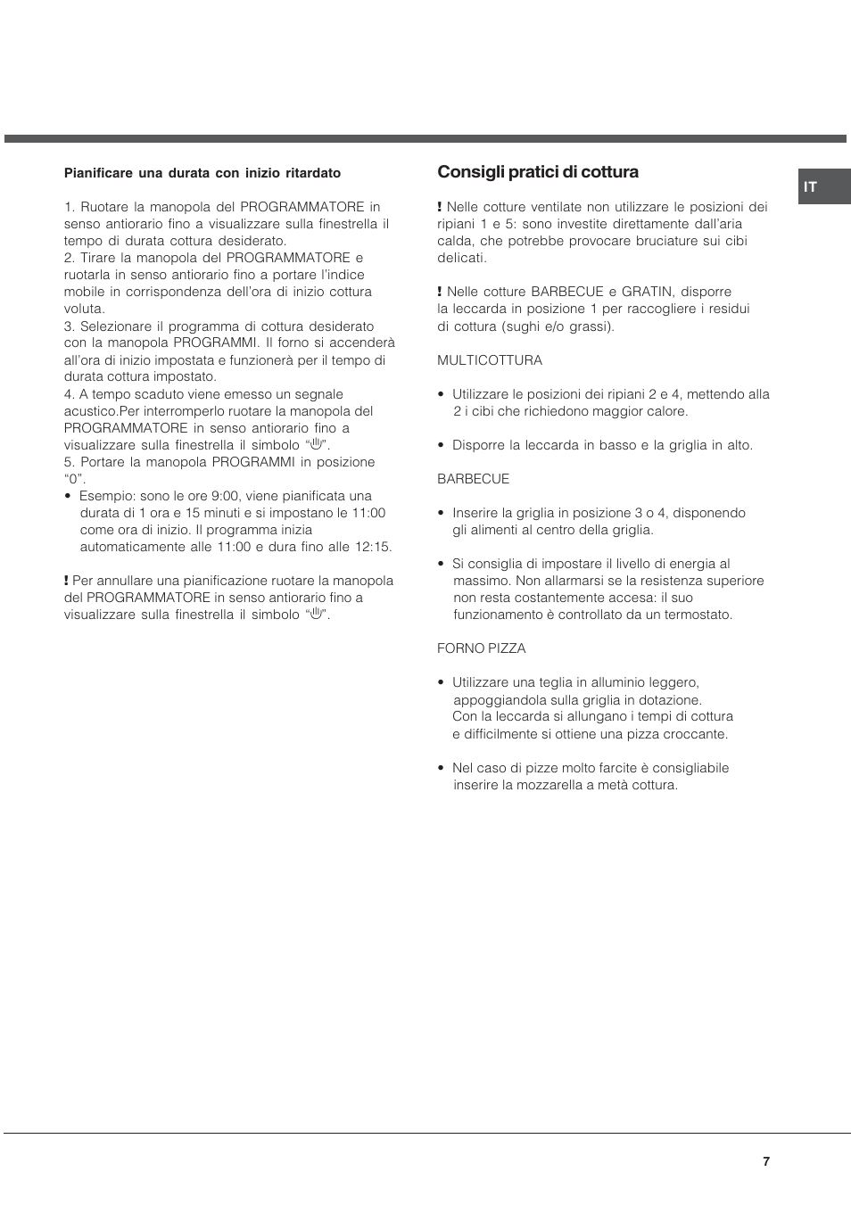 Consigli pratici di cottura | Hotpoint Ariston FT 850.1/HA User Manual | Page 7 / 56