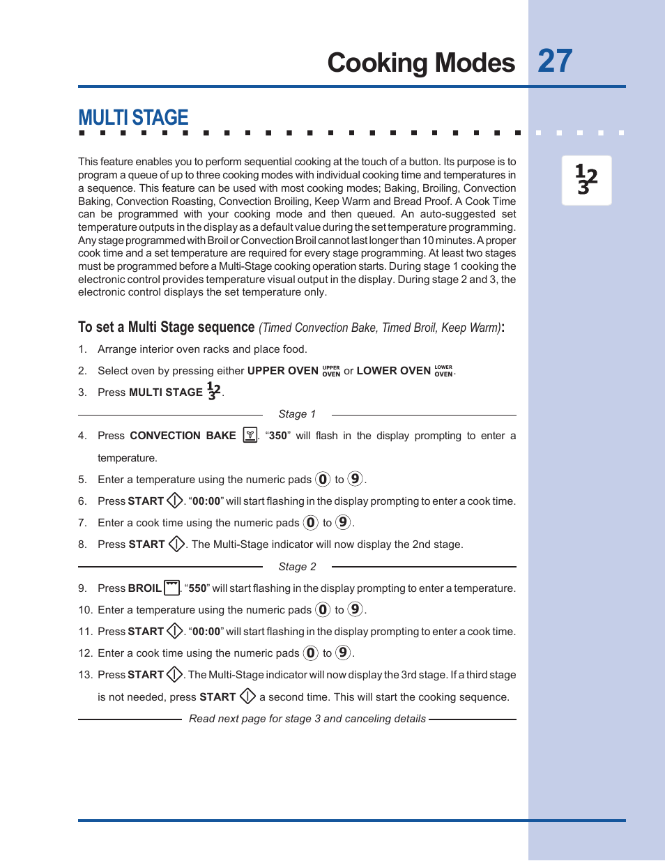 Cooking modes, Multi stage | Electrolux EW27EW65GB User Manual | Page 27 / 44