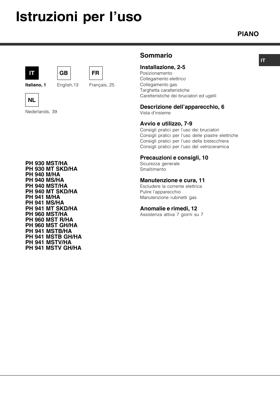 Hotpoint Ariston PH 941MS (IX)-HA User Manual | 52 pages
