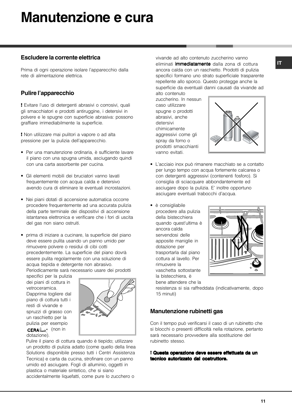 Manutenzione e cura | Hotpoint Ariston PH 941MS (IX)-HA User Manual | Page 11 / 52