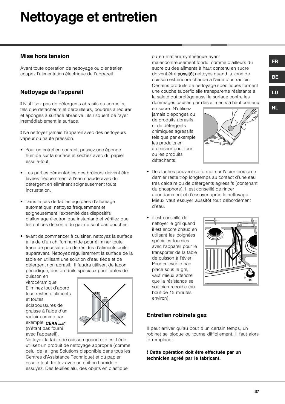 Nettoyage et entretien | Hotpoint Ariston PH 941MS (IX)-HA User Manual | Page 37 / 52