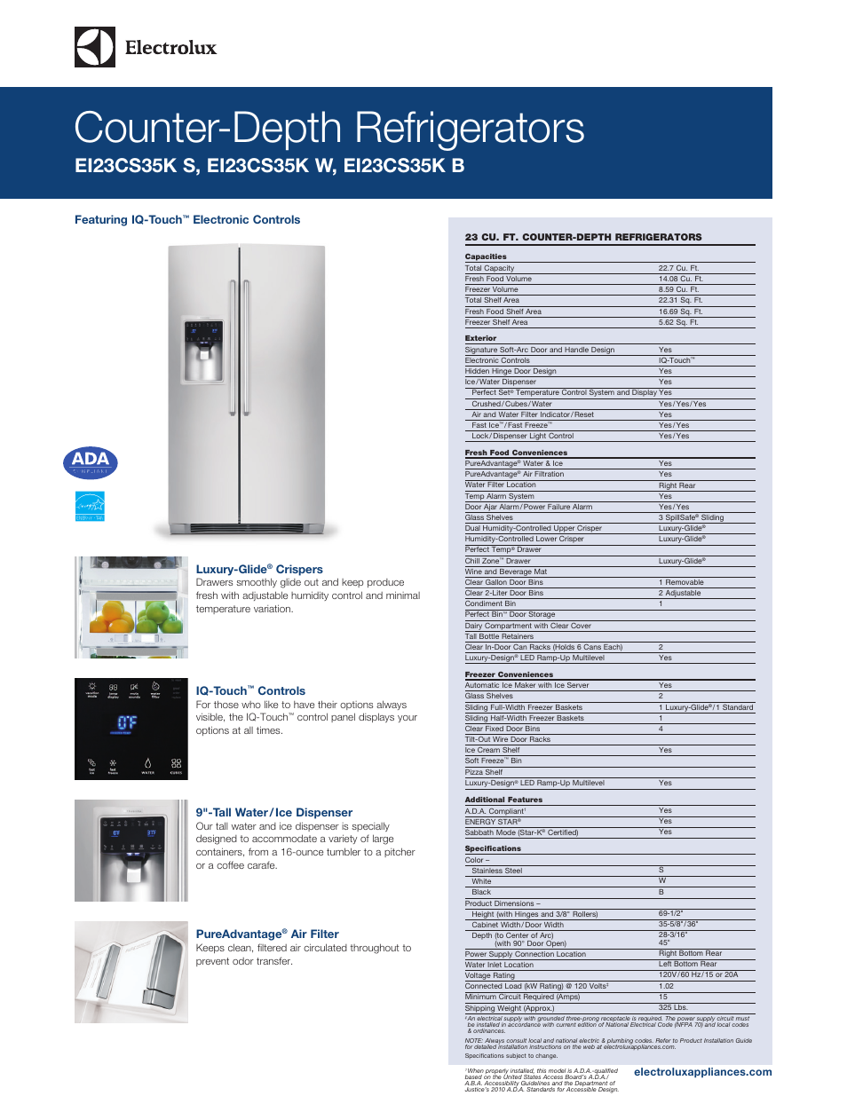 Electrolux EI23CS35KB User Manual | 2 pages