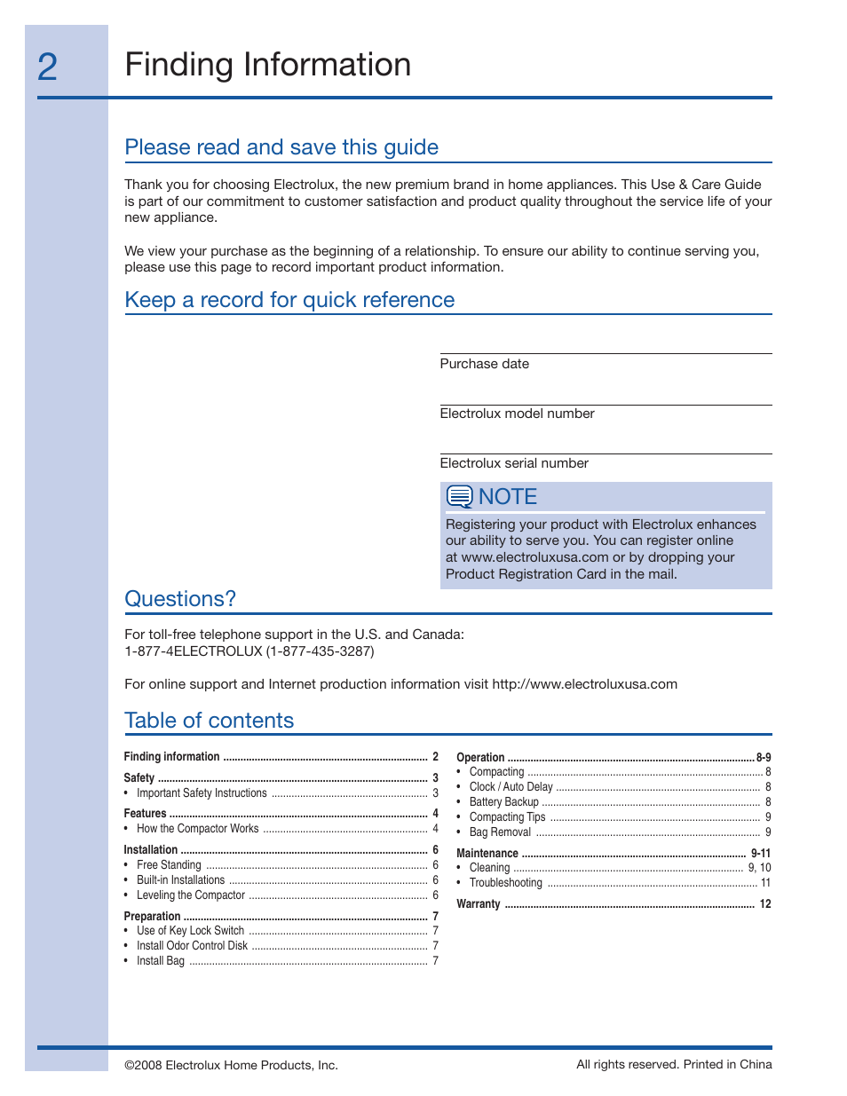 Electrolux EI15TC65HS User Manual | Page 2 / 12