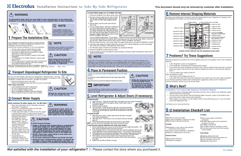 Electrolux EW23CS85KS User Manual | 1 page