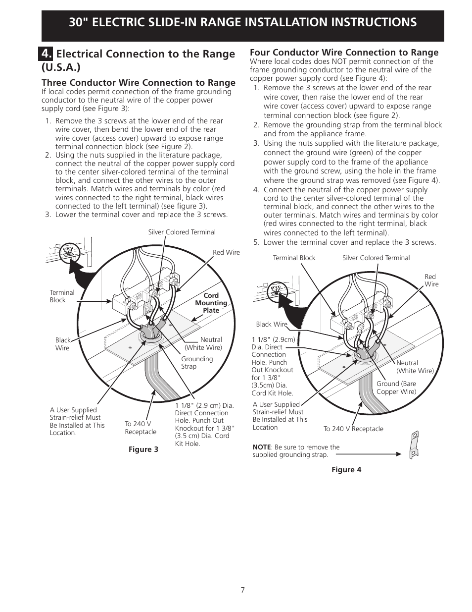 Electrical connection to the range (u.s.a.) | Electrolux EI30ES55LW User Manual | Page 7 / 36