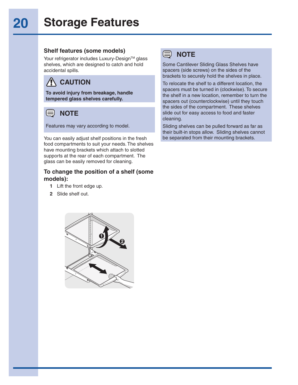 Storage features | Electrolux EW23CS85KS User Manual | Page 20 / 43
