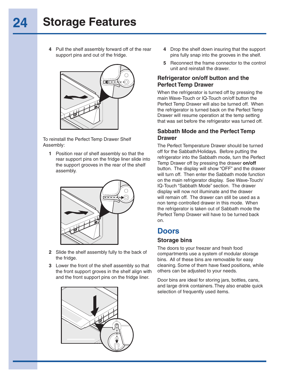Storage features, Doors | Electrolux EW23CS85KS User Manual | Page 24 / 43