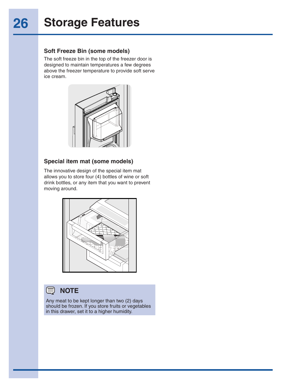 Storage features | Electrolux EW23CS85KS User Manual | Page 26 / 43