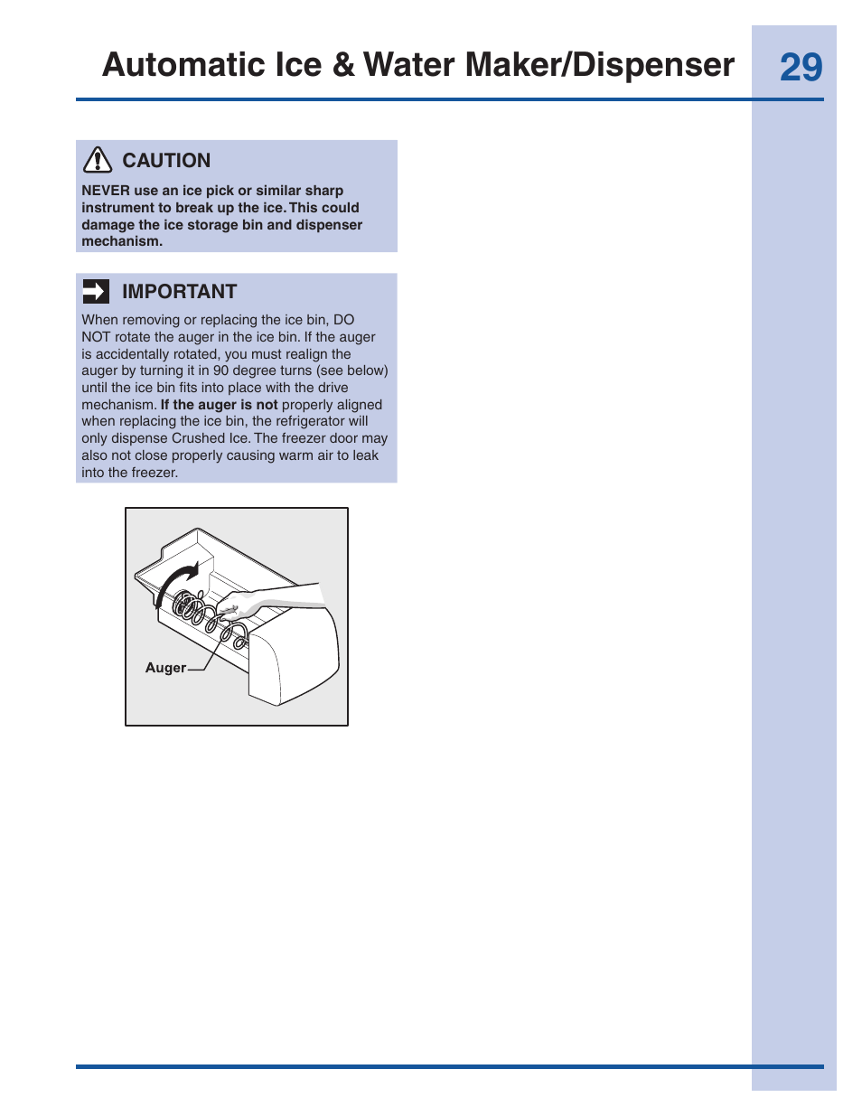 Automatic ice & water maker/dispenser | Electrolux EW23CS85KS User Manual | Page 29 / 43