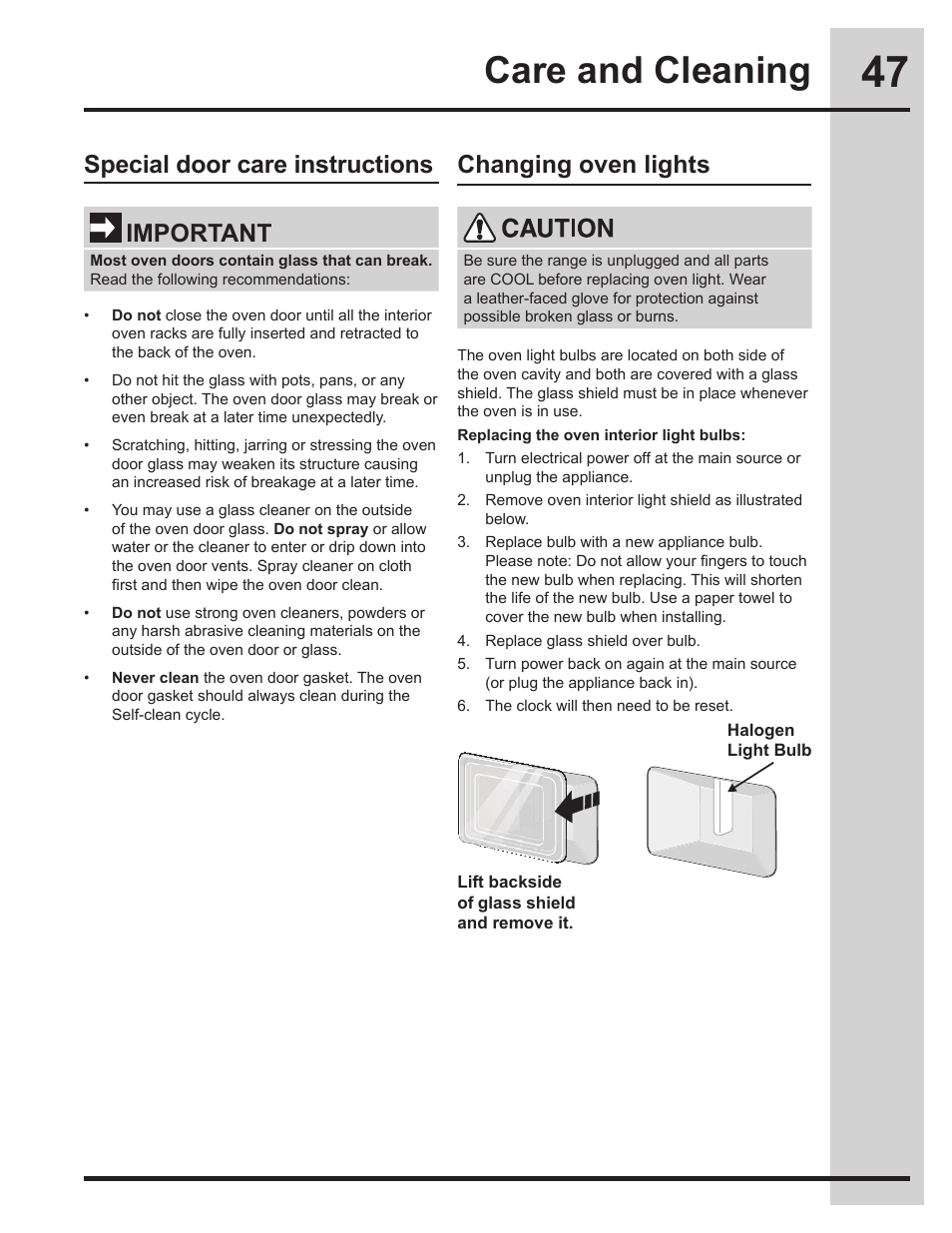 Care and cleaning, Important | Electrolux EW30DS75KS User Manual | Page 47 / 56
