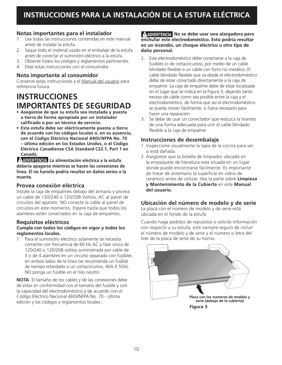 Instrucciones importantes de seguridad | Electrolux EW30CC55GS User Manual | Page 10 / 20