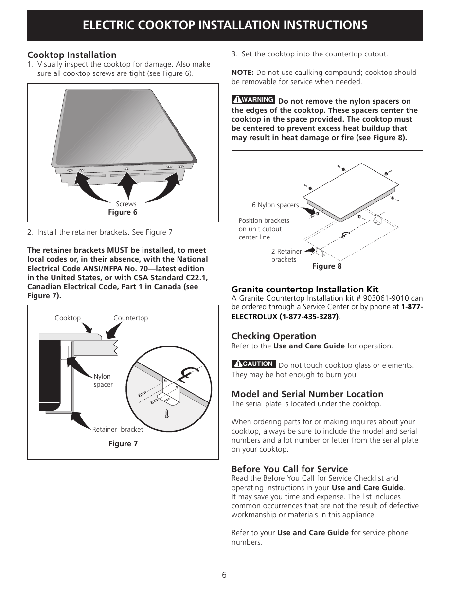 Electric cooktop installation instructions | Electrolux EW30CC55GS User Manual | Page 6 / 20