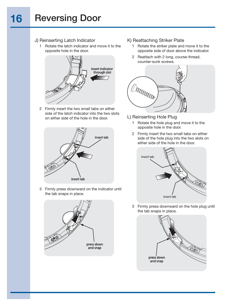 Reversing door | Electrolux EIFLS60LT User Manual | Page 16 / 60