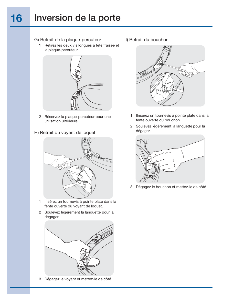 Inversion de la porte | Electrolux EIFLS60LT User Manual | Page 34 / 60