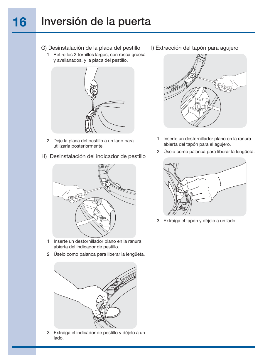 Inversión de la puerta | Electrolux EIFLS60LT User Manual | Page 54 / 60