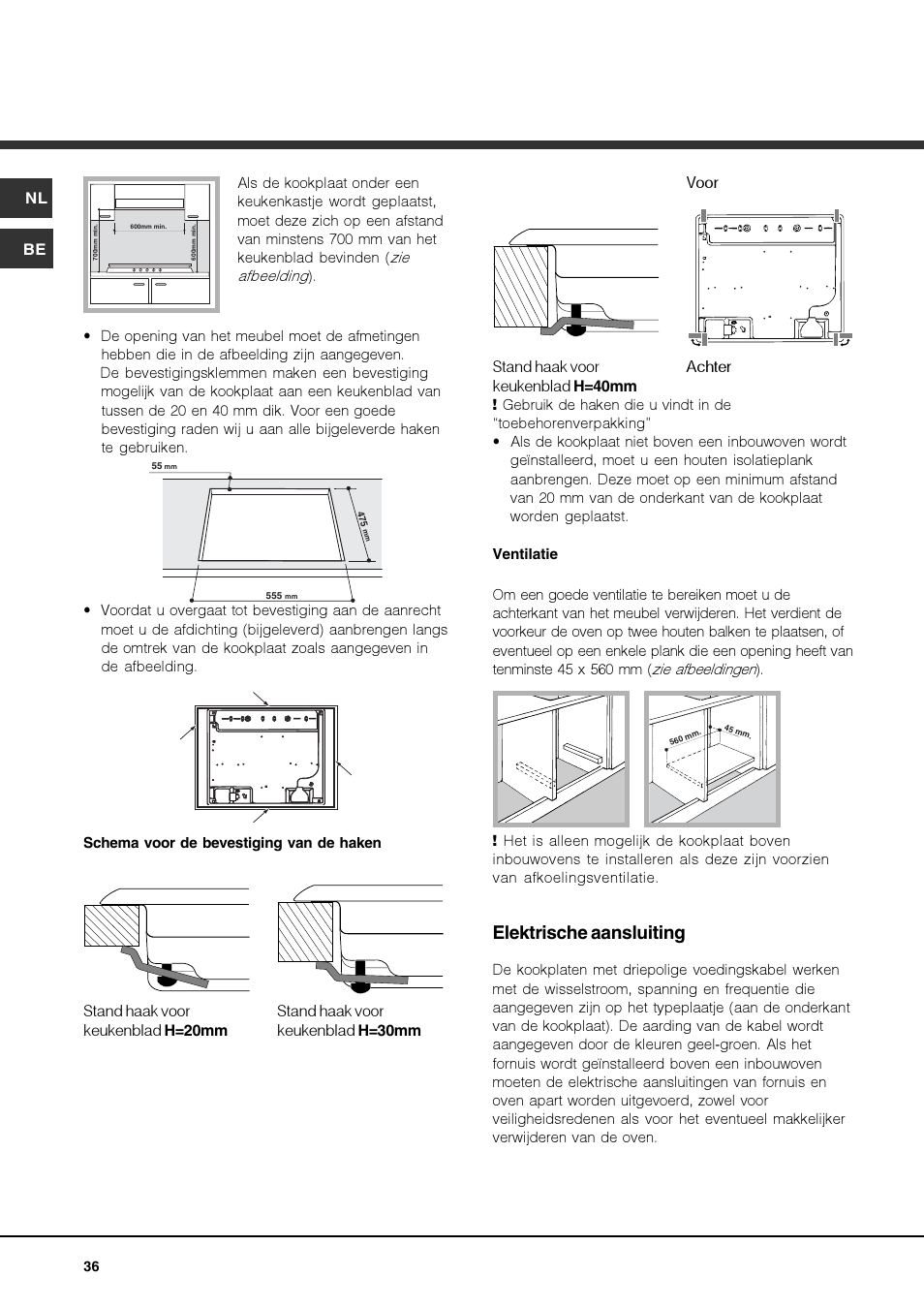 Elektrische aansluiting | Hotpoint Ariston TQ 751 (ICE) K X-HA User Manual | Page 36 / 56