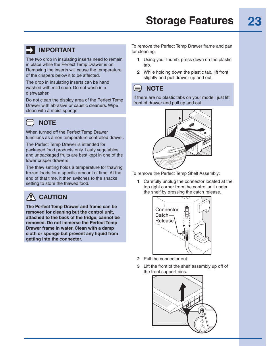 Storage features | Electrolux EI23CS35KB User Manual | Page 23 / 43