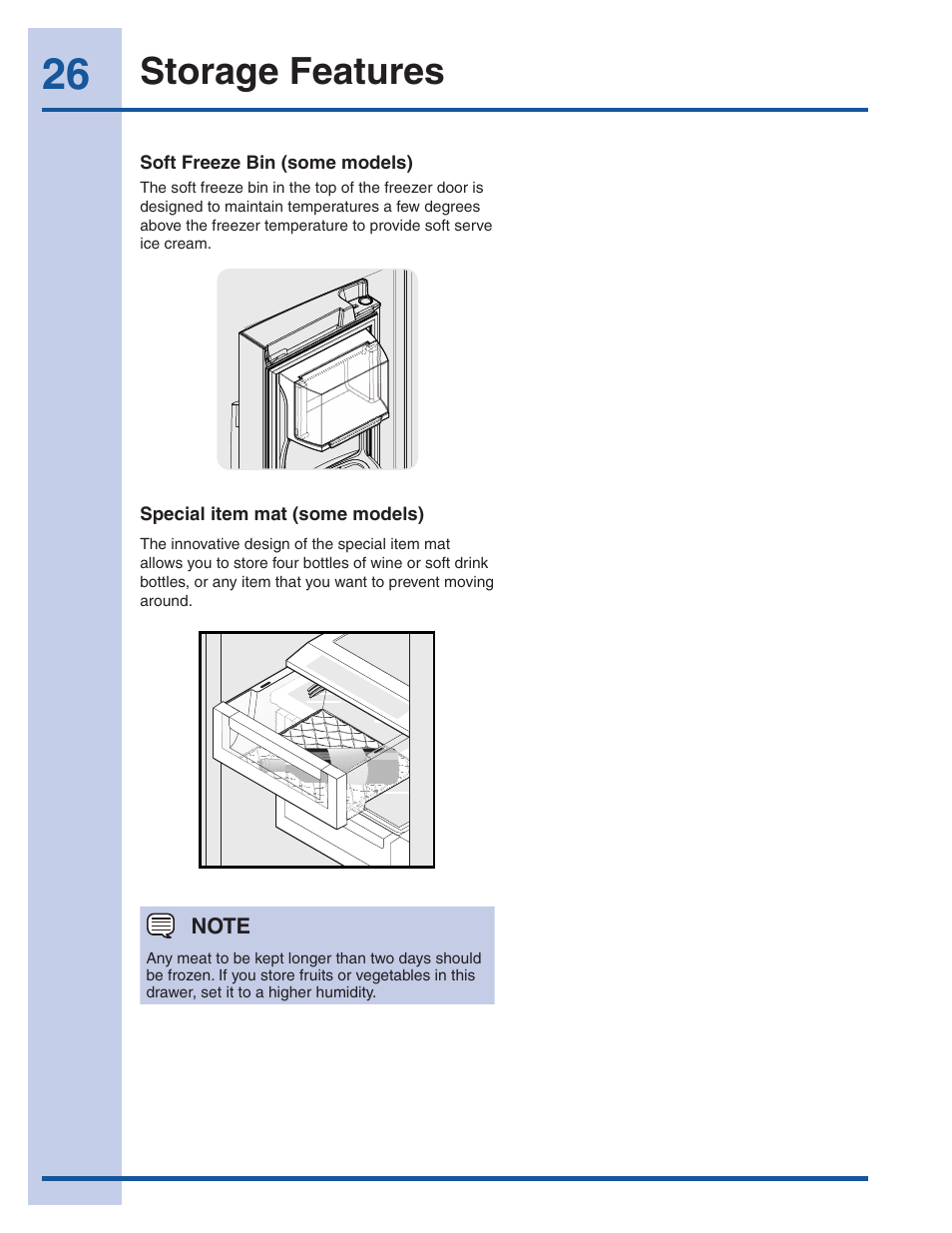 Storage features | Electrolux EI23CS35KB User Manual | Page 26 / 43